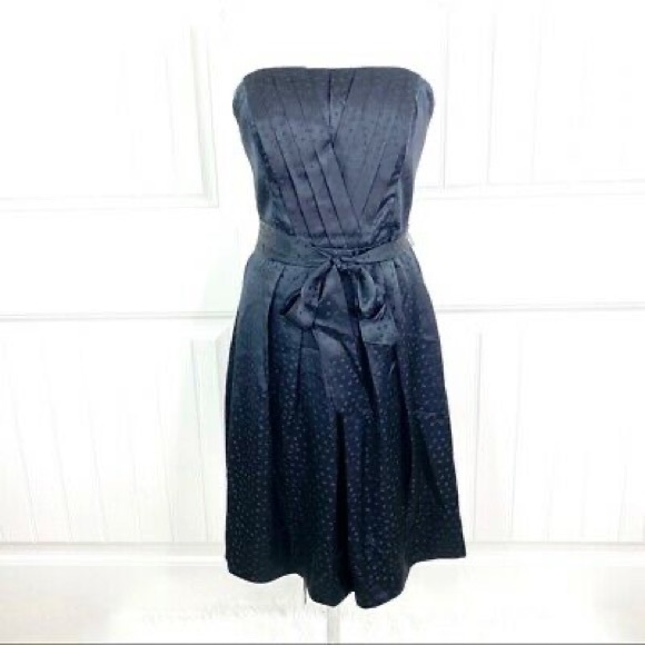 WHBM Black Strapless 💯% Silk Confetti Dot Dress - Picture 1 of 15